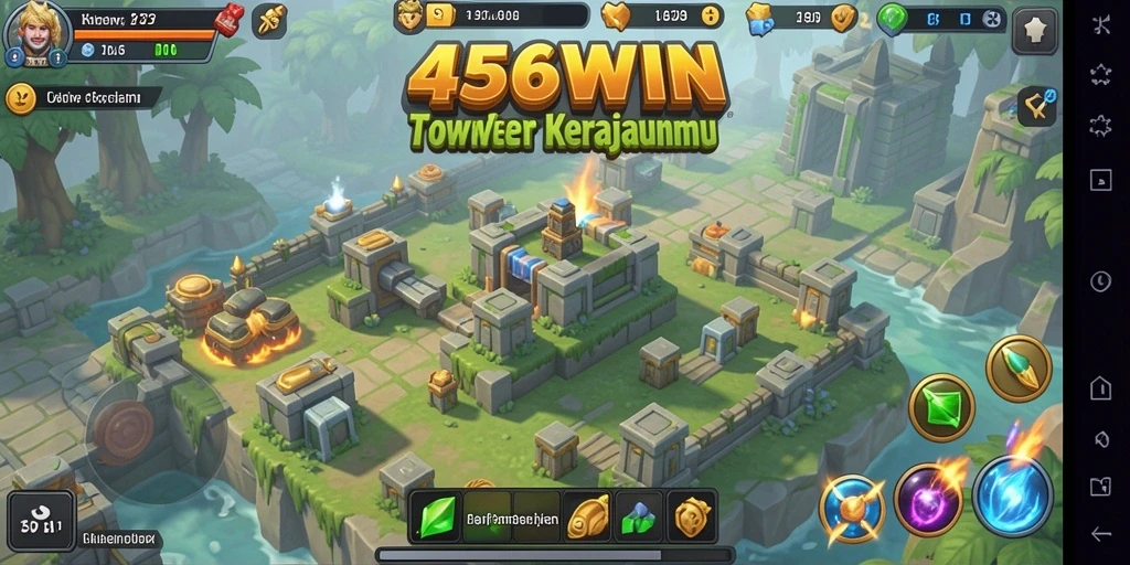 Screenshot utama 456WIN menampilkan aksi seru dalam gameplay Tower Defense.