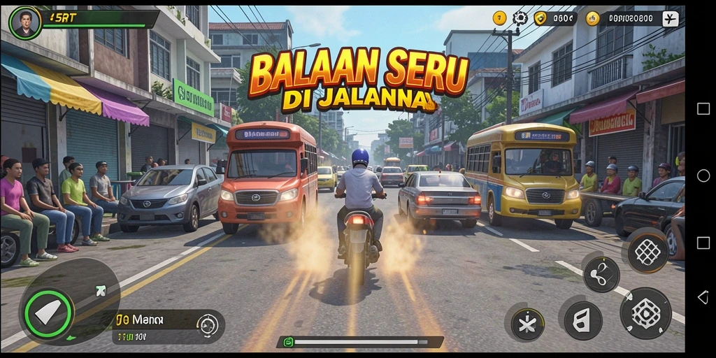 Gameplay seru 5RT dengan mobil balap dan trek menantang.