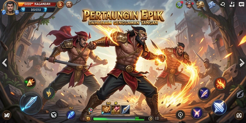 Screenshot gameplay KAGANDAN yang menunjukkan pertarungan seru antar karakter.