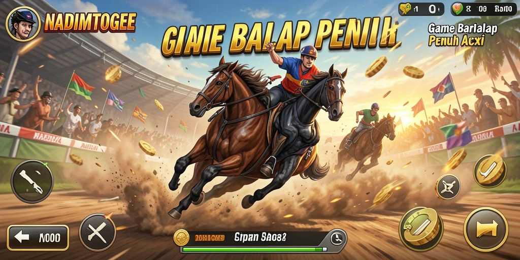 Tampilan gameplay NADIMTOGEL dalam balapan yang intens.