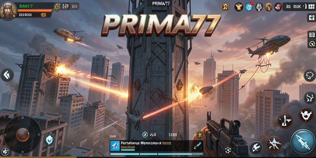 Screenshot gameplay PRIMA77 yang menampilkan aksi Tower Defense yang mendebarkan.