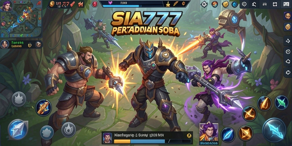 Screenshot aksi intens dalam gameplay MOBA SIA777.